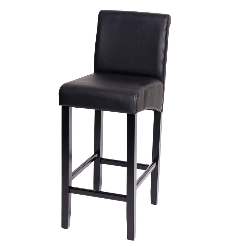 Tabouret de bar tabouret de comptoir, bois - noir mat, pieds foncés, similicuir