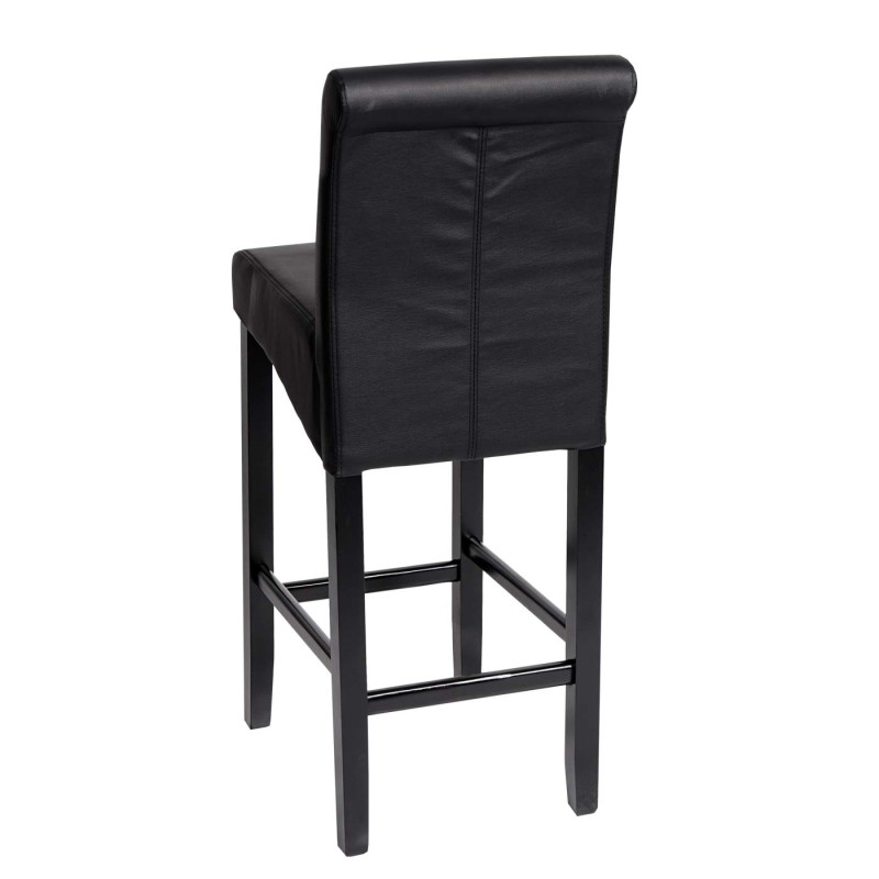 Tabouret de bar tabouret de comptoir, bois - noir mat, pieds foncés, similicuir