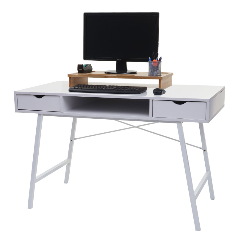 Bureau table d'ordinateur de bureau, structure 3D 120x60xcm - blanc