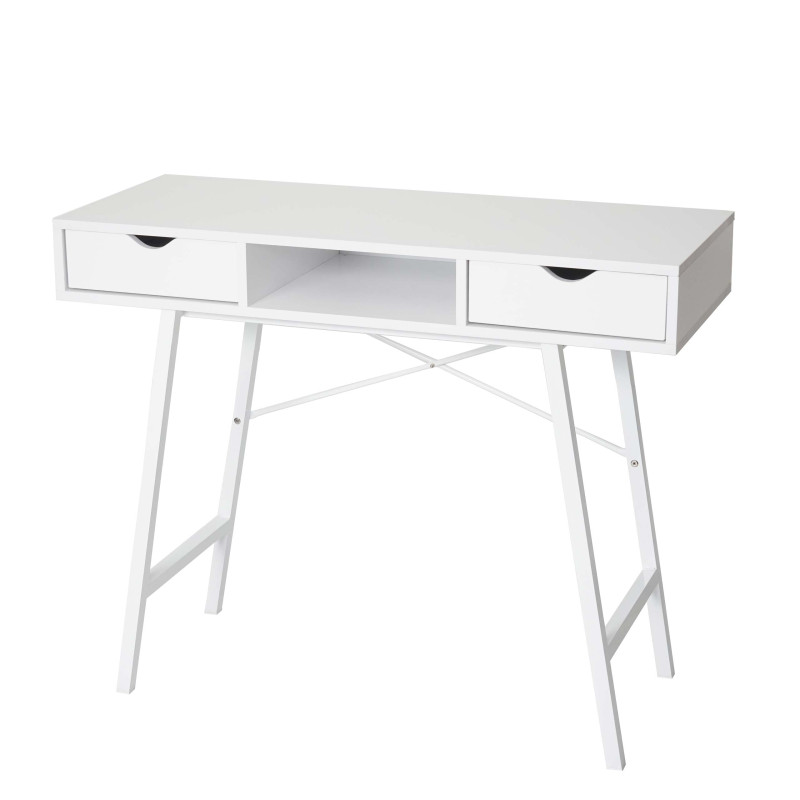 Table console table de rangement table d'appoint, structure 3D 100x40cm - blanc