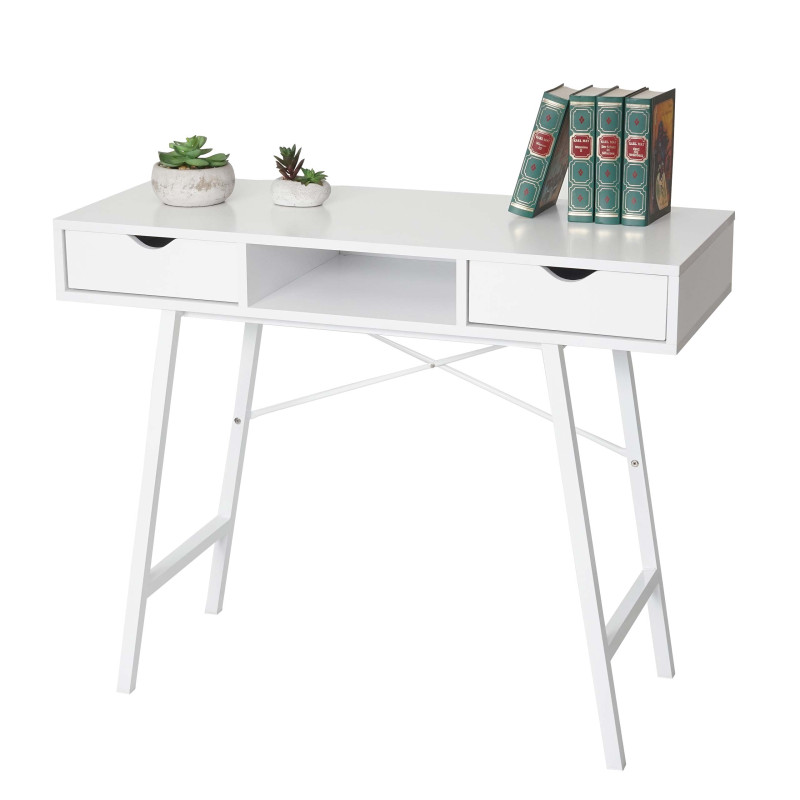 Table console table de rangement table d'appoint, structure 3D 100x40cm - blanc