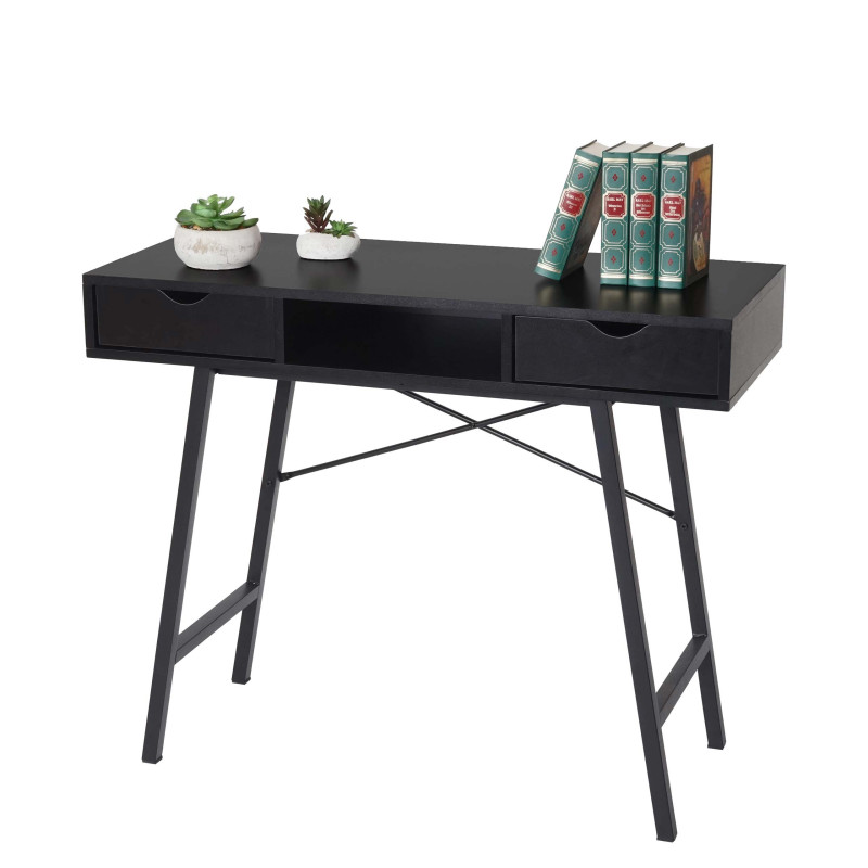 Table console table de rangement table d'appoint, structure 3D 100x40cm - noir