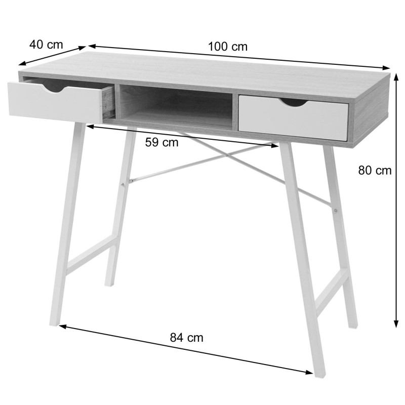 Table console table de rangement table d'appoint, structure 3D 100x40cm - blanc