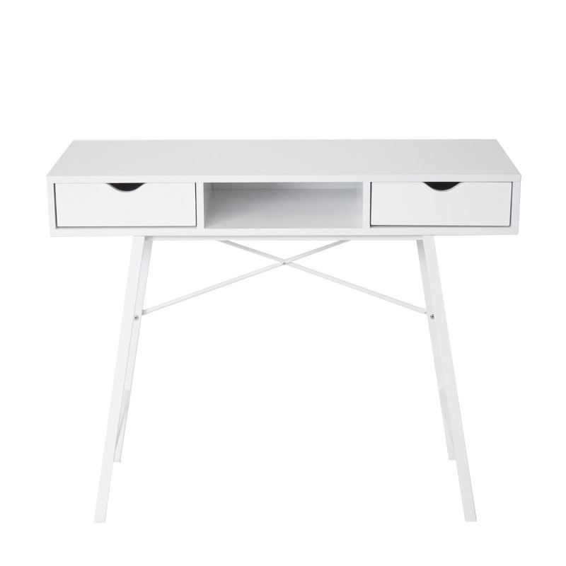 Table console table de rangement table d'appoint, structure 3D 100x40cm - blanc