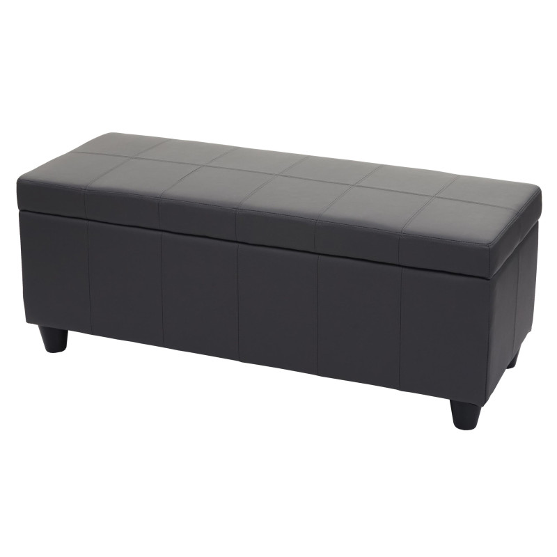 Banc/banquette/coffre de rangement Kriens, 114x45x45cm, similicuir - gris mat