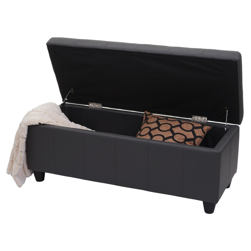 Banc/banquette/coffre de rangement Kriens, 114x45x45cm, similicuir - gris mat