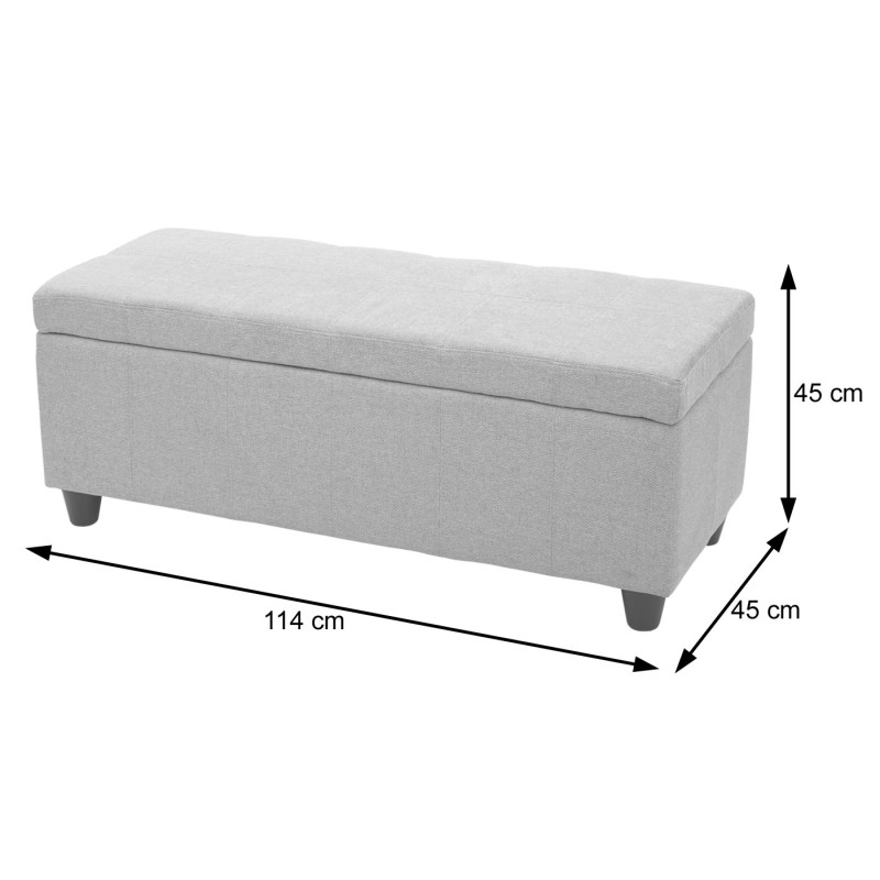 Banc/banquette/coffre de rangement Kriens, 114x45x45cm, similicuir - gris mat