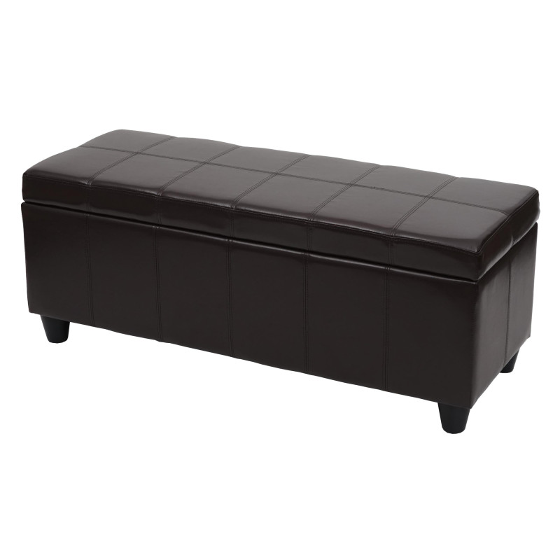 Banc/banquette/coffre de rangement Kriens, 114x45x45cm, similicuir - marron