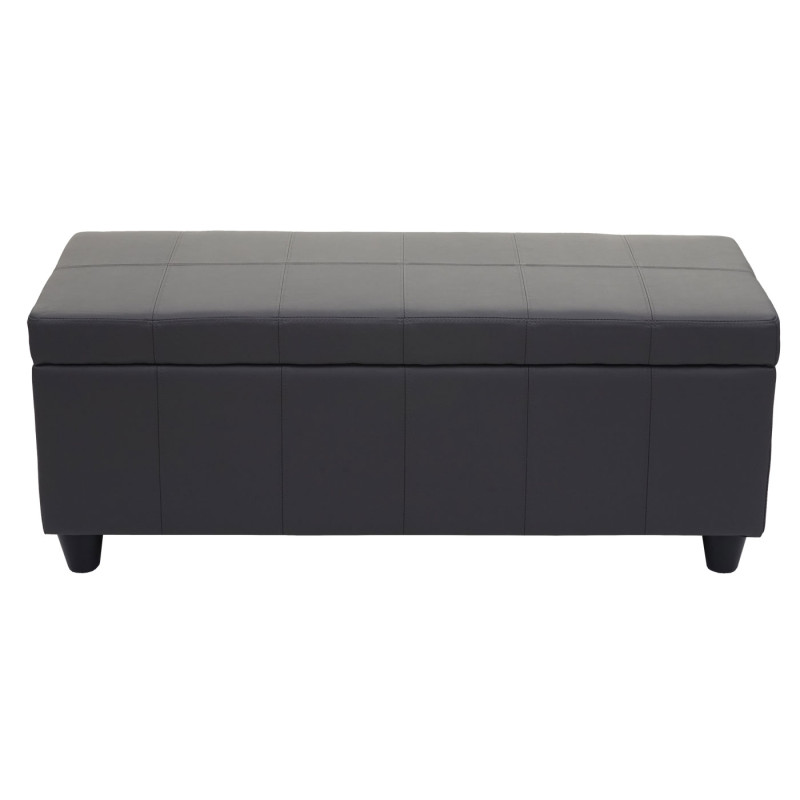 Banc/banquette/coffre de rangement Kriens, 114x45x45cm, similicuir - gris mat