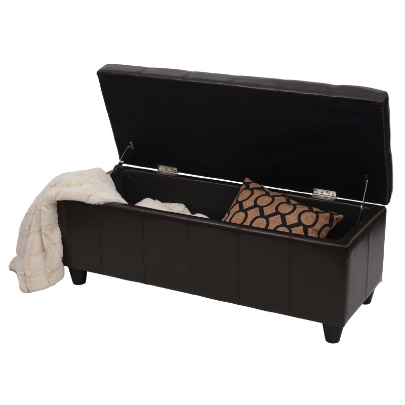 Banc/banquette/coffre de rangement Kriens, 114x45x45cm, similicuir - marron