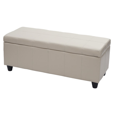 Banc/banquette/coffre de rangement Kriens, 114x45x45cm, similicuir - crème