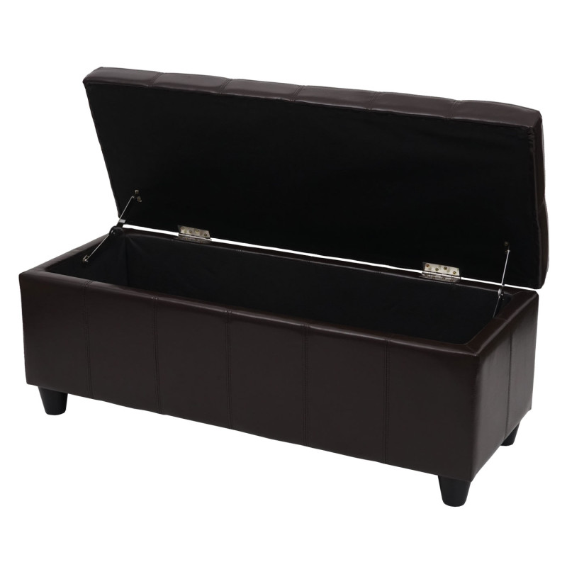 Banc/banquette/coffre de rangement Kriens, 114x45x45cm, similicuir - marron