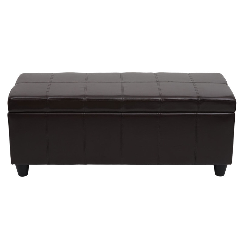 Banc/banquette/coffre de rangement Kriens, 114x45x45cm, similicuir - marron