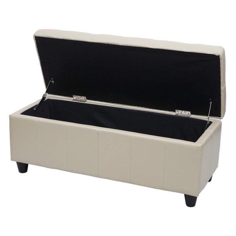 Banc/banquette/coffre de rangement Kriens, 114x45x45cm, similicuir - crème