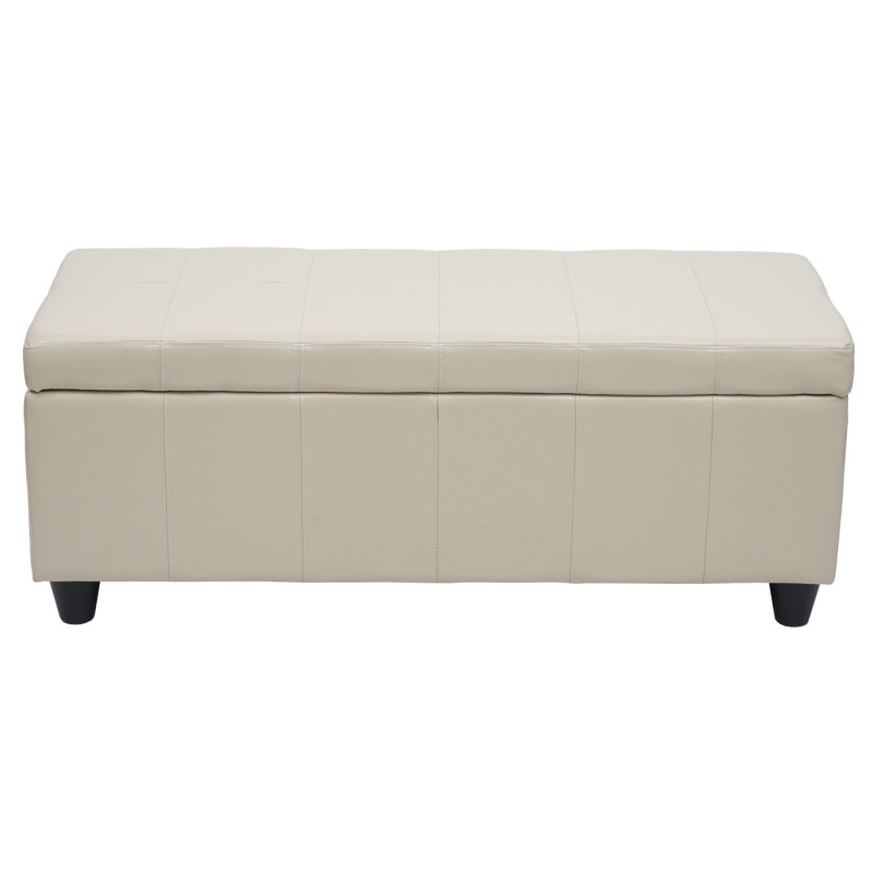 Banc/banquette/coffre de rangement Kriens, 114x45x45cm, similicuir - crème