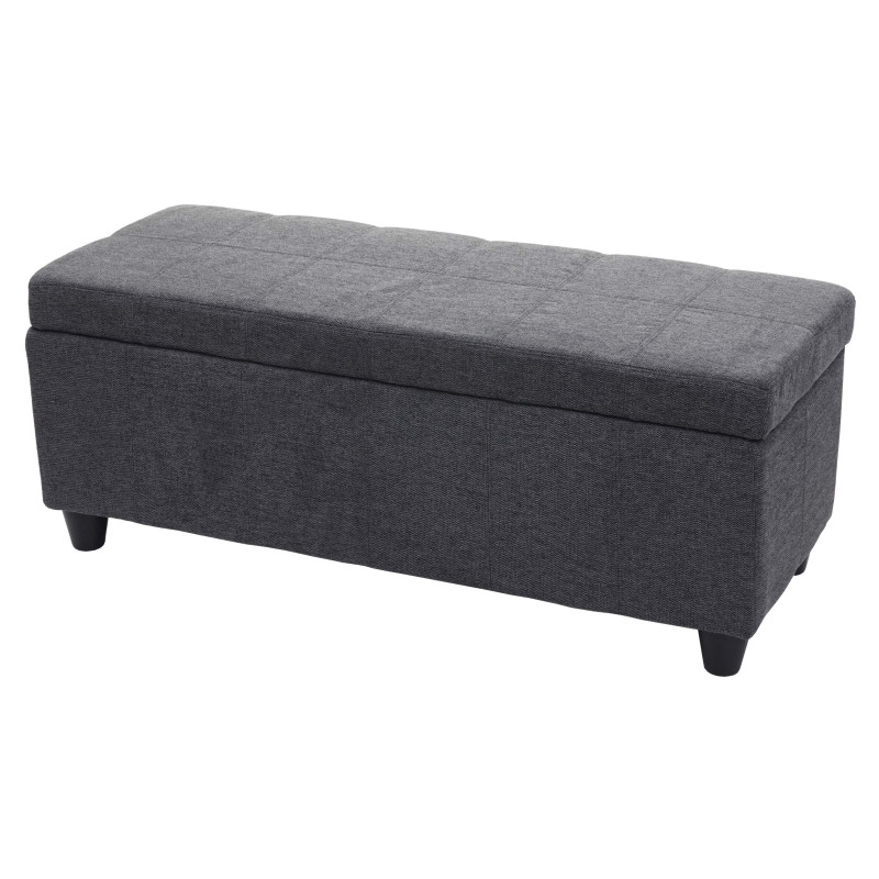 Coffre de rangement Kriens, banc, tissu/textile, 45x114x45cm - gris foncé