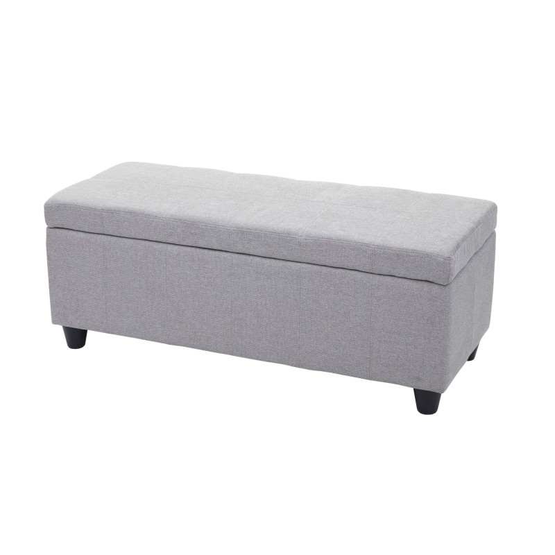 Coffre de rangement Kriens, banc, tissu/textile, 45x114x45cm - gris clair