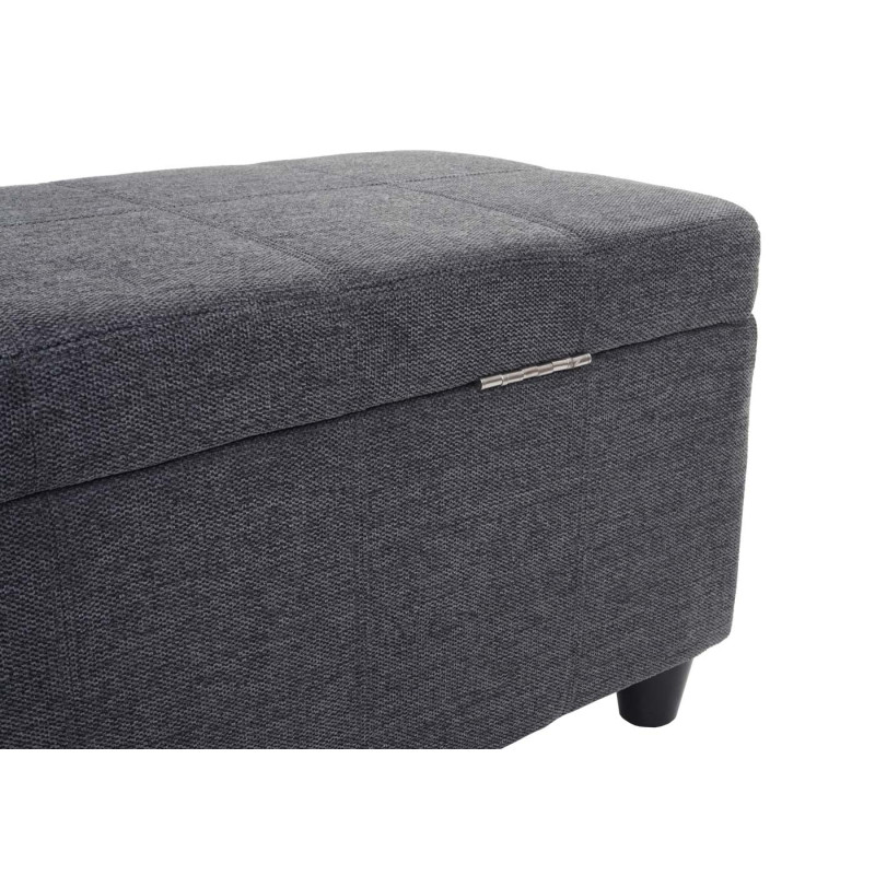 Coffre de rangement Kriens, banc, tissu/textile, 45x114x45cm - gris foncé