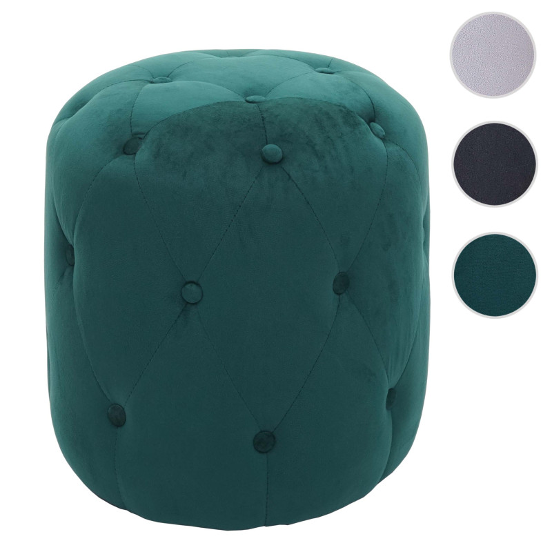 Tabouret repose-pieds, 42x39cm - velours vert foncé