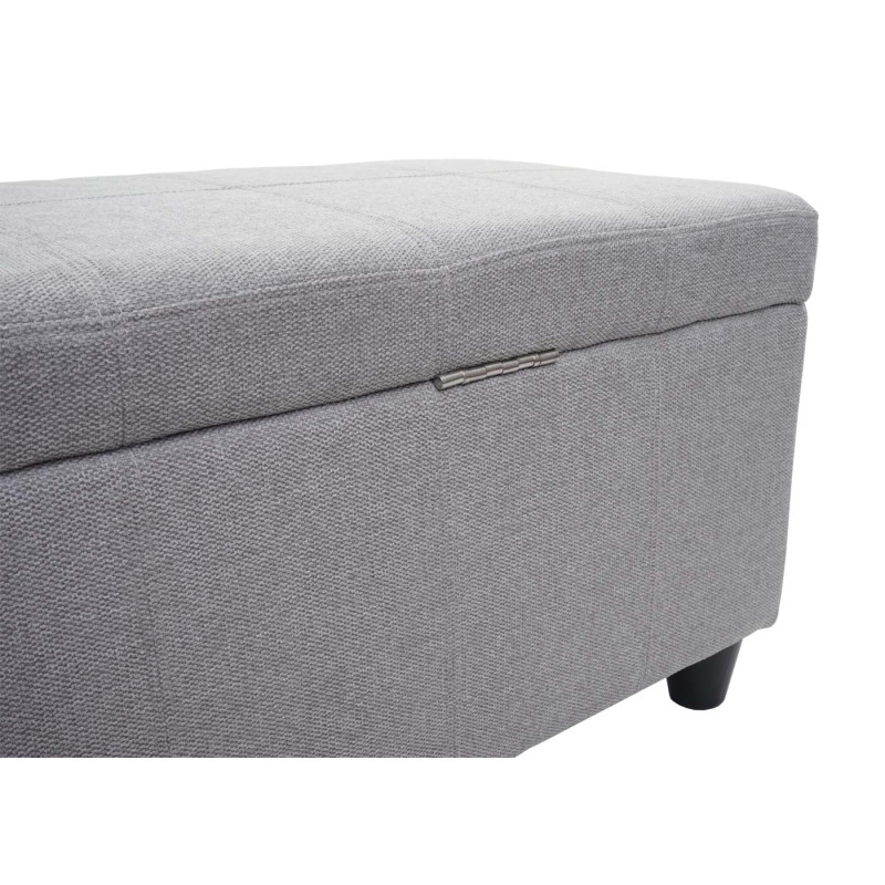 Coffre de rangement Kriens, banc, tissu/textile, 45x114x45cm - gris clair