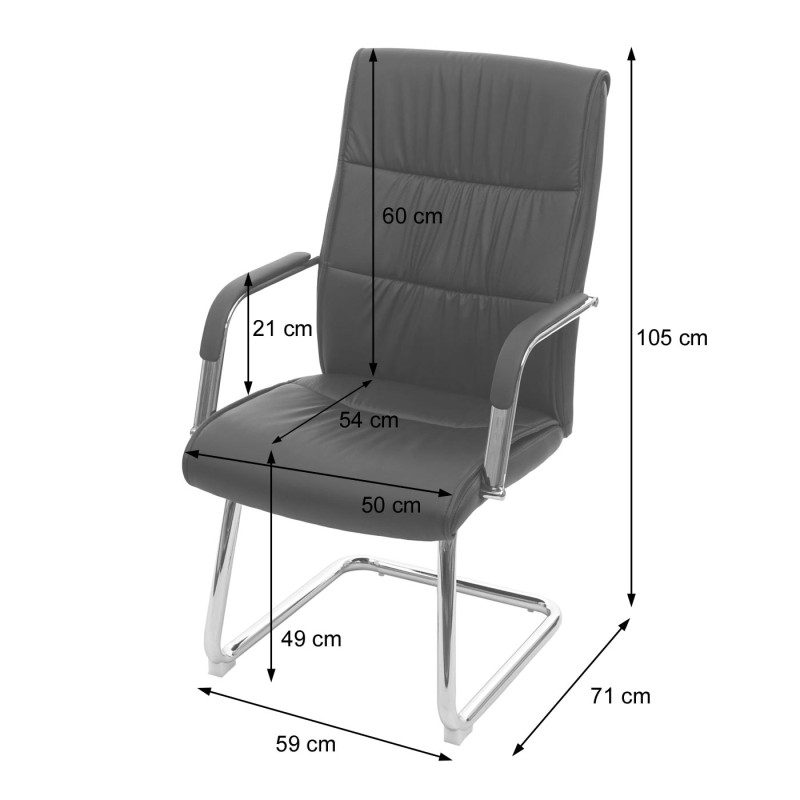Chaise de conférence chaise visiteur cantilever, similicuir - gris mat