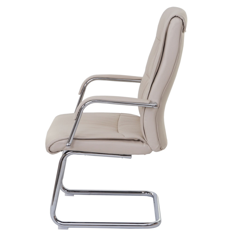 Chaise de conférence chaise visiteur cantilever, similicuir - crème