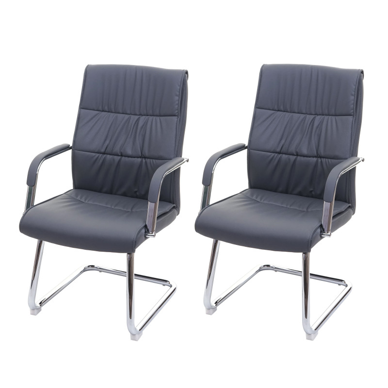 2x chaise de conférence chaise visiteur cantilever, similicuir - gris mat