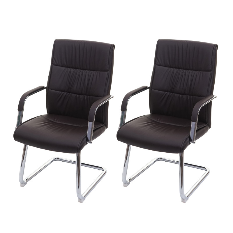 2x chaise de conférence chaise visiteur cantilever, similicuir - brun