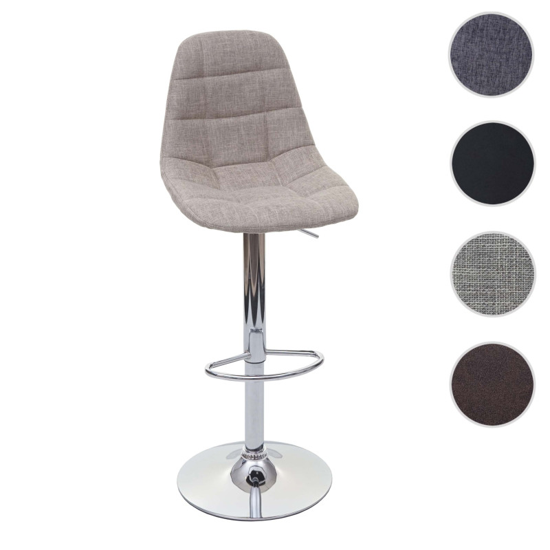 Tabouret de bar tabouret de bar comptoir - tissu/textile gris, pied chromé