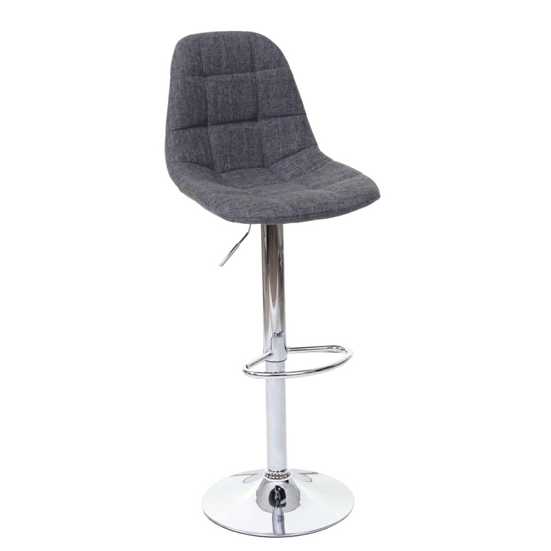 Tabouret de bar tabouret de bar comptoir - tissu/textile gris, pied chromé