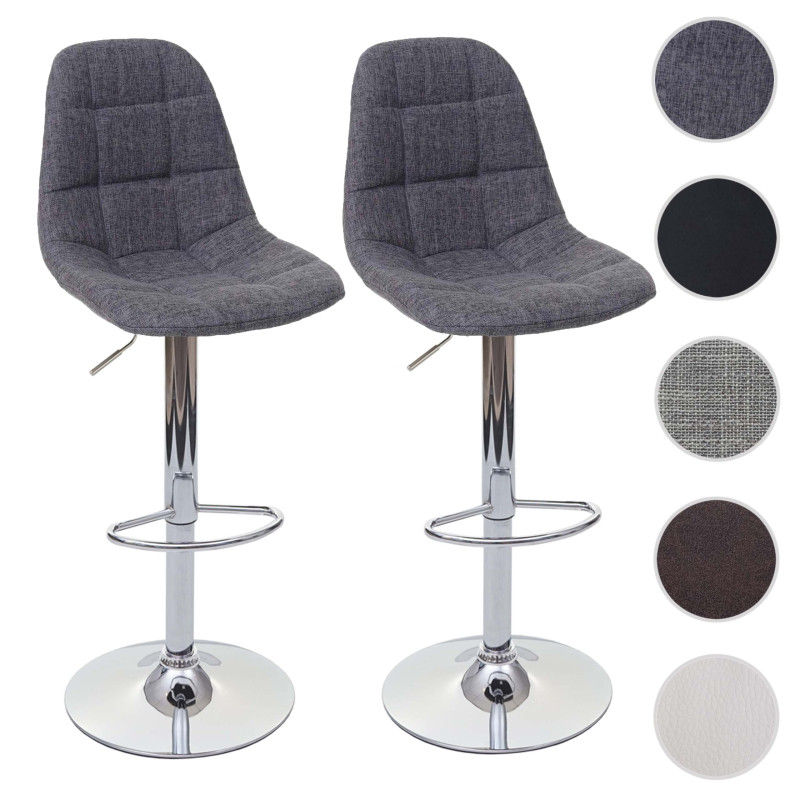 2x Tabouret de bar tabouret de bar - gris crème, textile