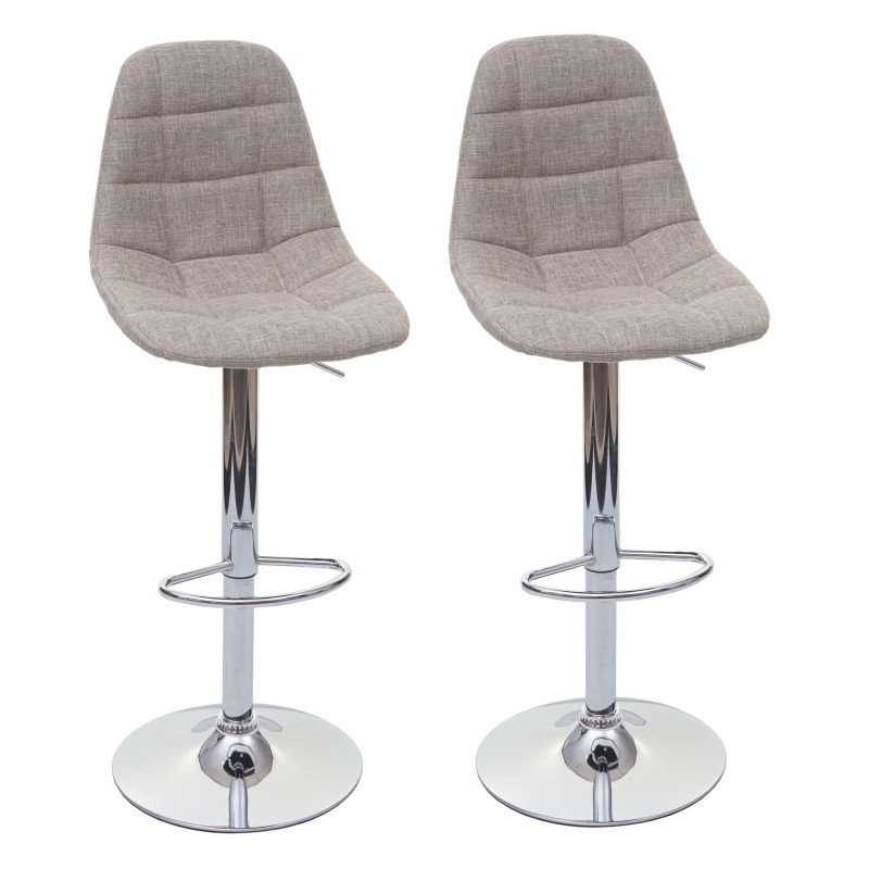 2x Tabouret de bar tabouret de bar - gris crème, textile