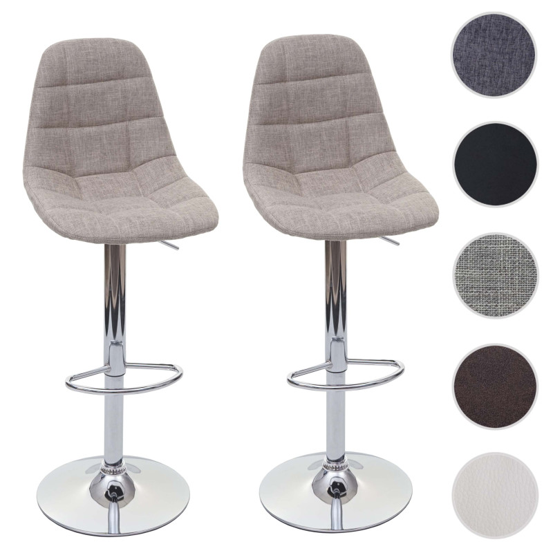 2x Tabouret de bar tabouret de bar - gris crème, textile