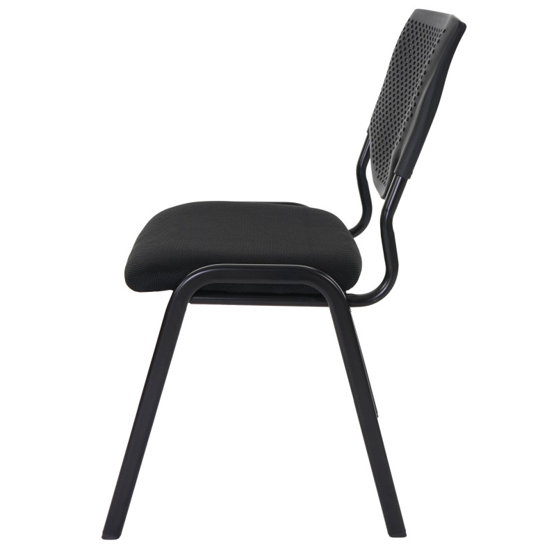 Chaise visiteur T401, chaise de conférence empilable, tissu/textile - siège noir, pieds noirs