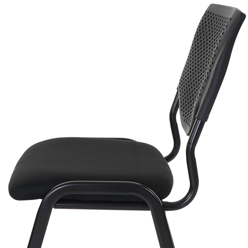 Chaise visiteur T401, chaise de conférence empilable, tissu/textile - siège noir, pieds noirs