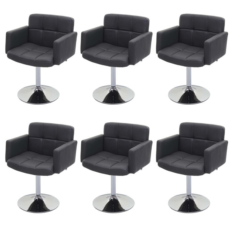 Lot de 6 chaises de salle à manger Orlando,  pivotante chaise, similicuir chrome - gris