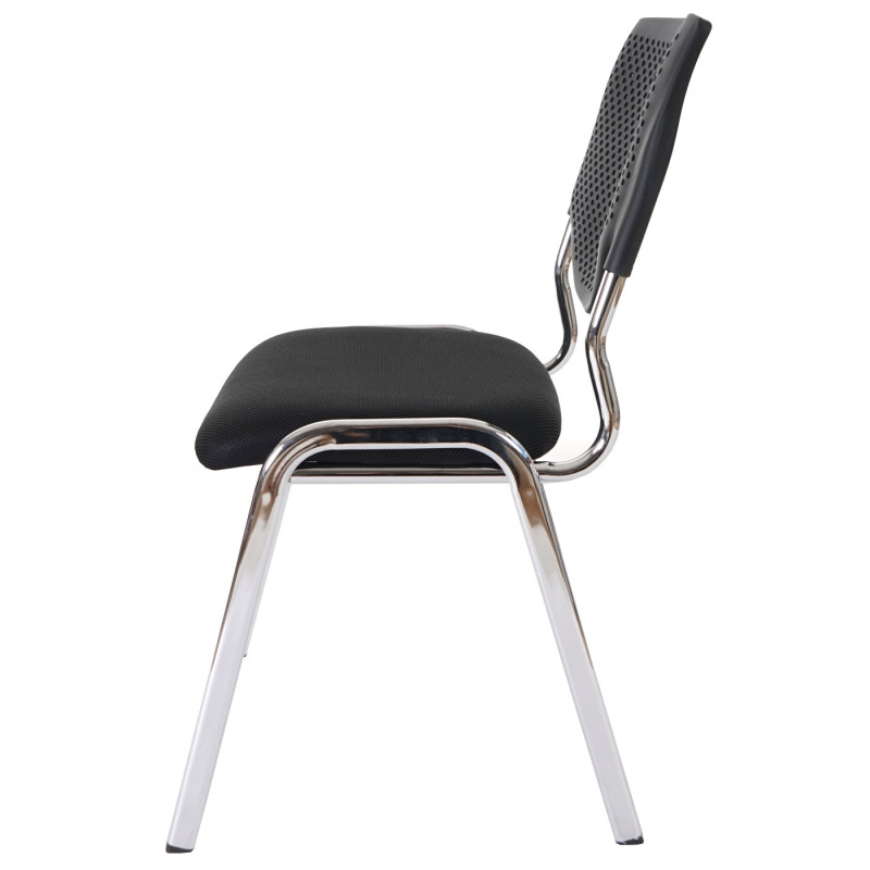 Chaise visiteur T401, chaise de conférence empilable, tissu/textile - siège noir, pieds chromés