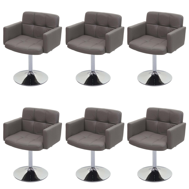 Lot de 6 chaises de salle à manger Orlando,  pivotante chaise, similicuir chrome - taupe-gris