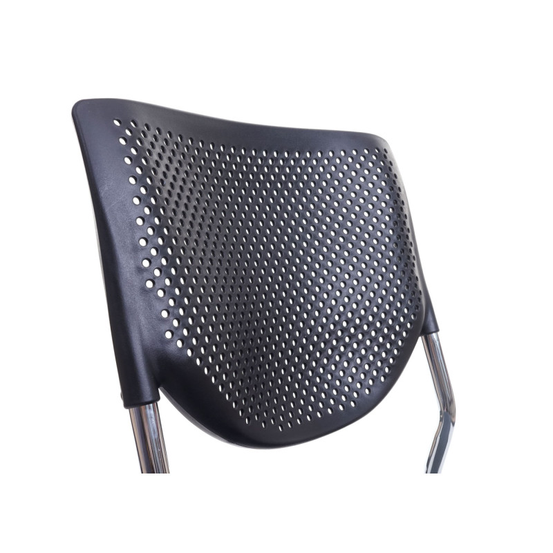 Chaise visiteur T401, chaise de conférence empilable, tissu/textile - siège noir, pieds chromés