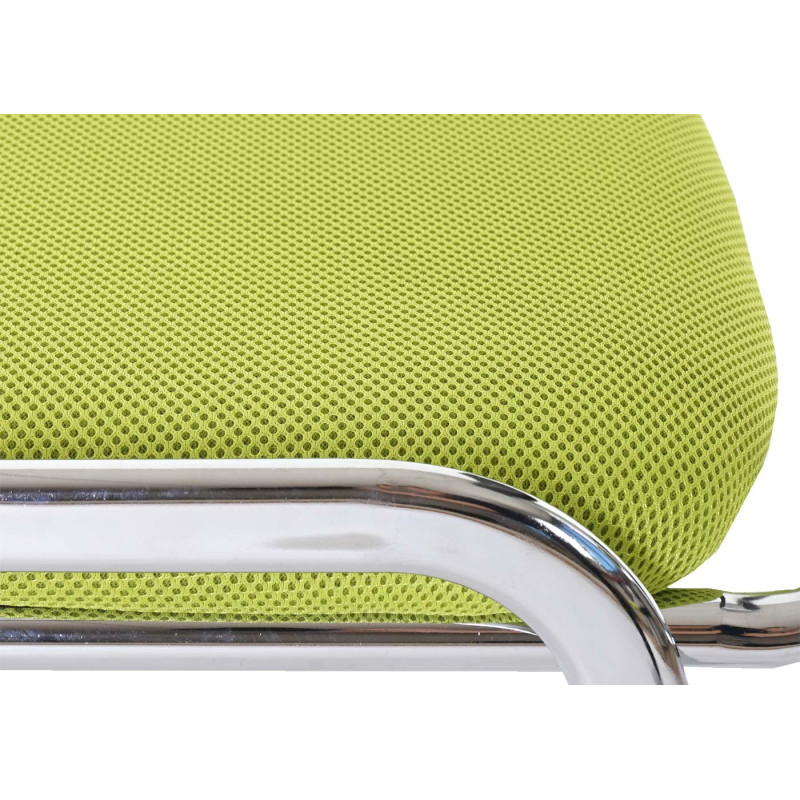 Chaise visiteur T401, chaise de conférence empilable, tissu/textile - siège vert, pieds chromés