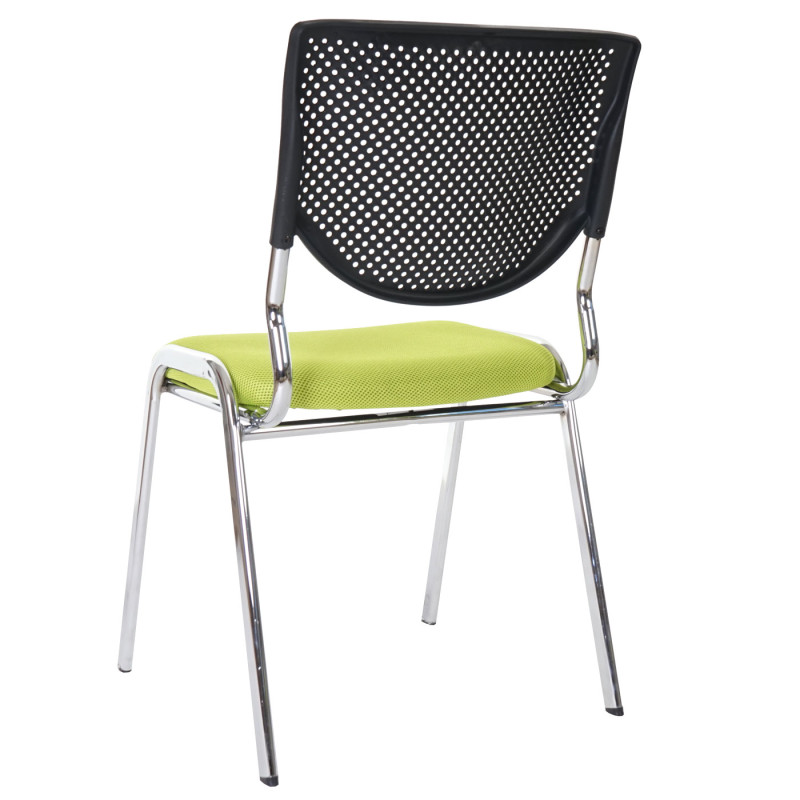 Chaise visiteur T401, chaise de conférence empilable, tissu/textile - siège vert, pieds chromés