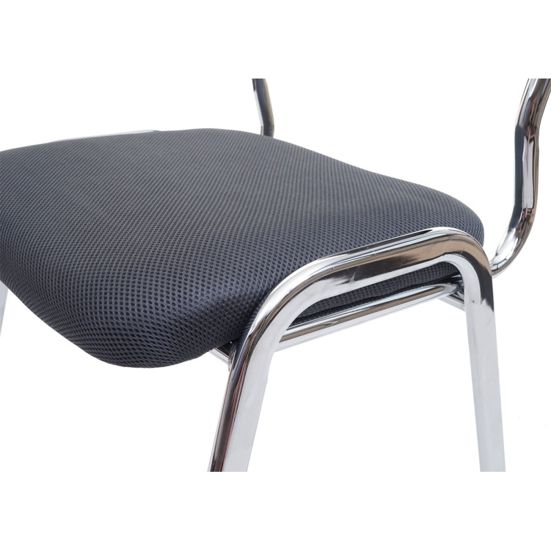 Chaise visiteur T401, chaise de conférence empilable, tissu/textile - siège gris foncé, pieds chromés