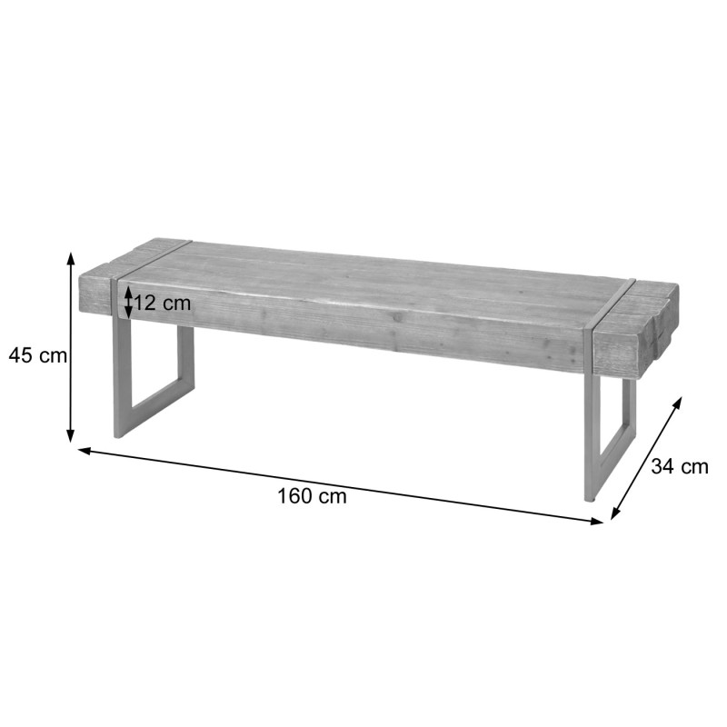 Banc banc de salle à manger, bois de sapin rustique massif - brun 160cm