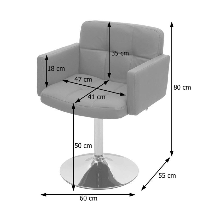 Chaise de salle à manger Orlando,  chaise pivotante, similicuir chromé - blanc