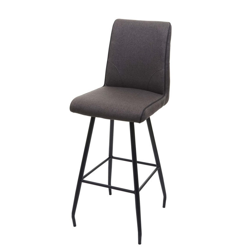 Tabouret de bar tabouret de comptoir, repose-pieds tissu/textile en acier - gris-brun