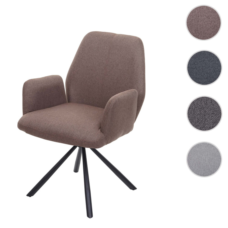 Chaise de salle à manger pivotante à position automatique tissu/textile acier - gris foncé