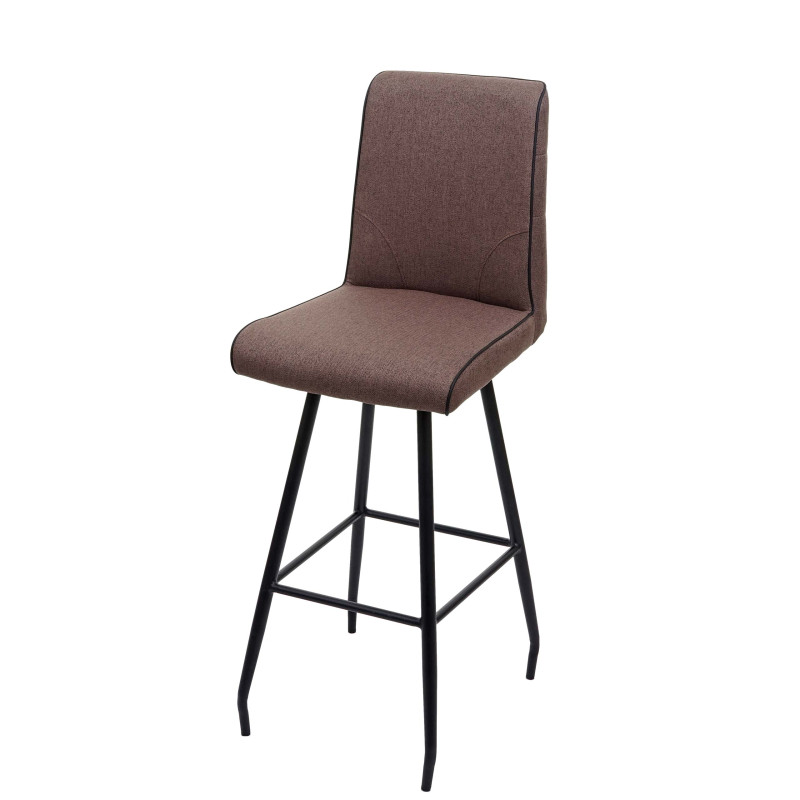 Tabouret de bar repose-pieds tissu/textile en acier - brun