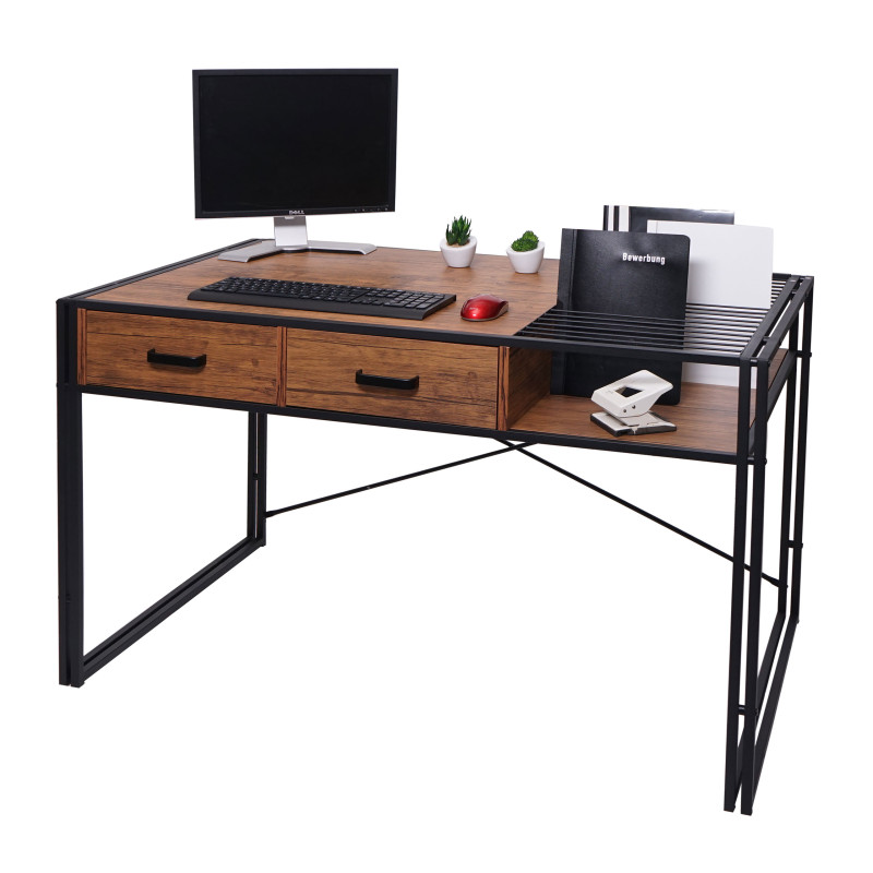 Bureau bureau informatique, industriel 76x120x70cm - brun