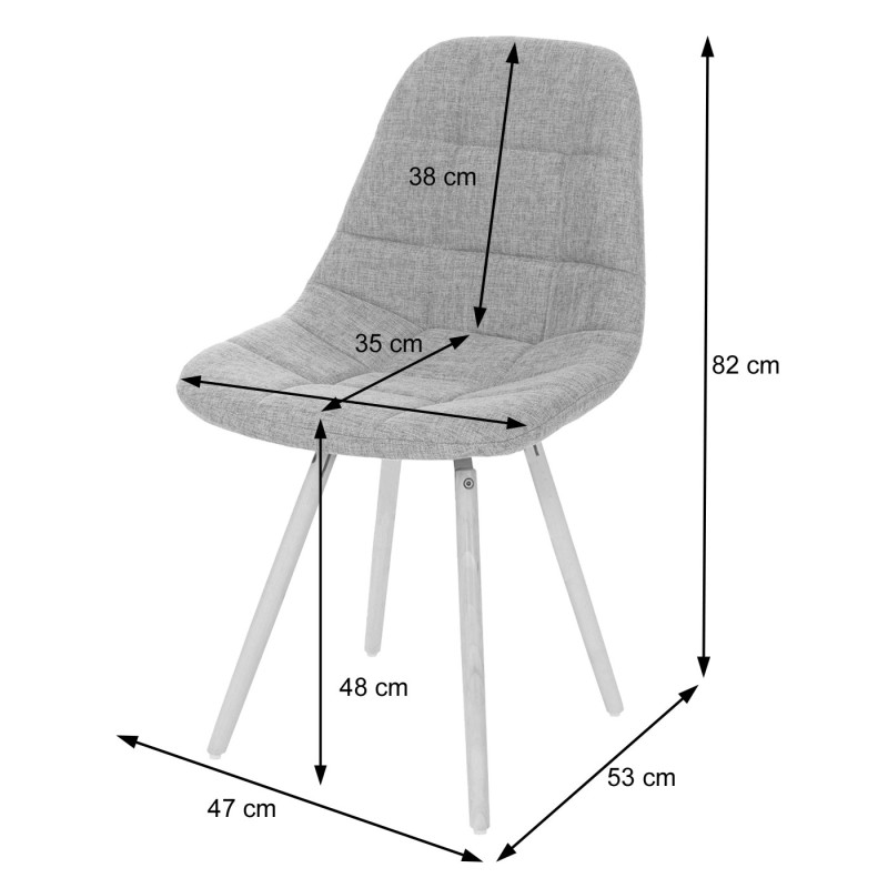 2x Chaise de salle à manger II, , Design Rétro 50's - Tissu/Textile gris crème