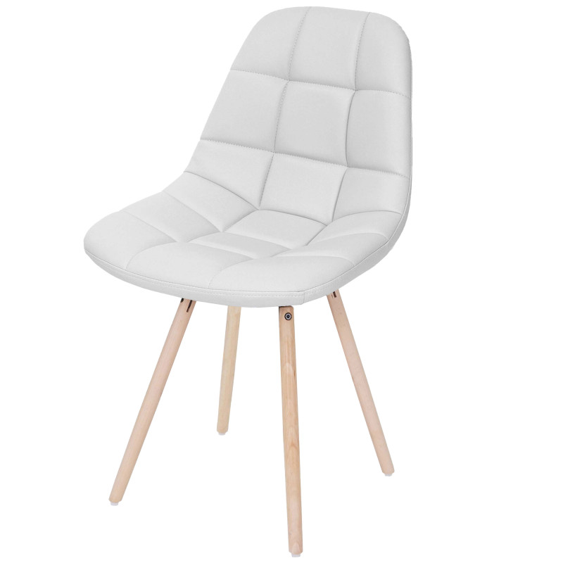 Chaise de salle à manger II, , design rétro des années 50 - similicuir blanc